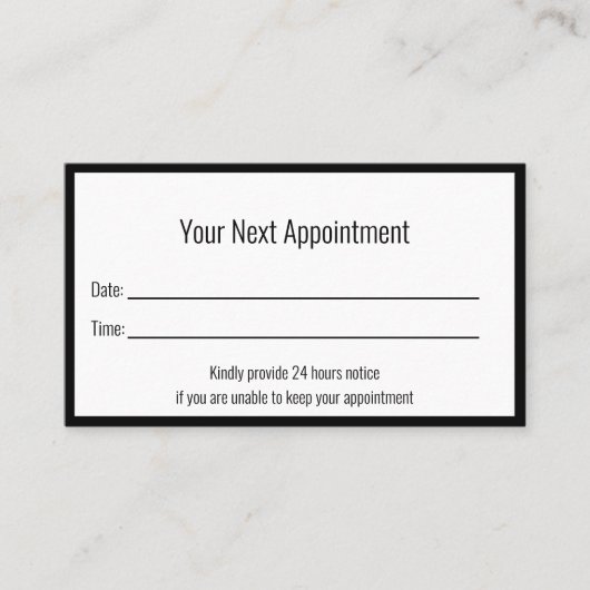 あなたの次のアポイントメント白黒ドクターオフィス 予約カード (正面)