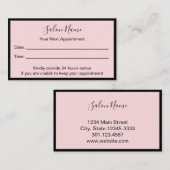 あなたの次のアポイントメント美しい淡い色のサロンピンクブラック 予約カード (正面/裏面)