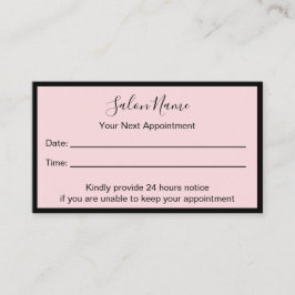 あなたの次のアポイントメント美しい淡い色のサロンピンクブラック 予約カード