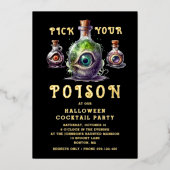あなたの毒ハロウィンカクテルパーティー金ゴールドを選ぶ 箔招待状 (正面)