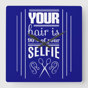 あなたの毛はあなたのSelfieの90%です スクエア壁時計