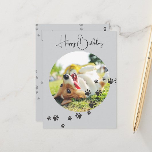 あなたの毛皮の友達からお誕生日のお祝い　２枚の写真 ポストカード (正面/裏面インサイチュ)