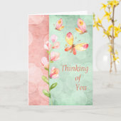あなたの水彩画の考えること蝶が付いているカード カード (黄色い花)