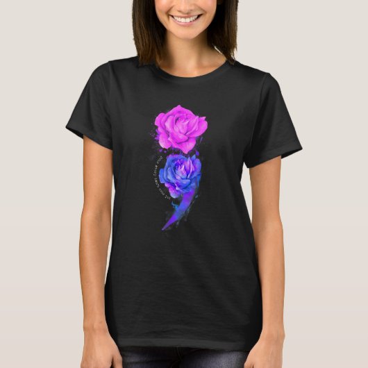 あなたの物語はまだ終わっていない セミコロン 薔薇 自殺 Tシャツ (正面)