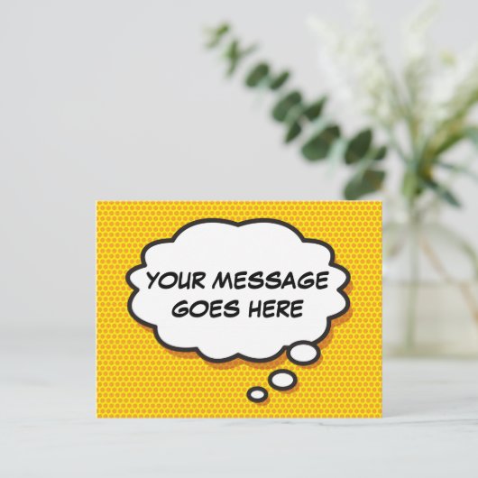 あなたの特別なメッセージを吹き出しで表現した、レトロなコミックスタイルのカード ポストカード (スタンド正面)