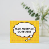 あなたの特別なメッセージを吹き出しで表現した、レトロなコミックブック風のデザイン ポストカード (スタンド正面)