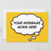 あなたの特別なメッセージを吹き込んで。楽しいレトロコミックブック風デザイン 招待状 (正面)