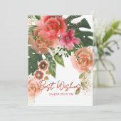 あなたの特別な日にコーラルピンクの花と祝福の願いを シーズンカード (スタンド正面)