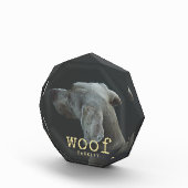 あなたの犬の写真が付いているWoof |の金ゴールドのタイプライターの文字 フォトブロック (右)