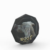 あなたの犬の写真が付いているWoof |の金ゴールドのタイプライターの文字 フォトブロック (左)