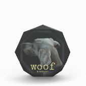 あなたの犬の写真が付いているWoof |の金ゴールドのタイプライターの文字 フォトブロック (正面)
