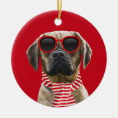 あなたの犬の写真とおもしろいデジタルクリスマスアクセサリー セラミックオーナメント (正面)