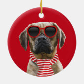 あなたの犬の写真とおもしろいデジタルクリスマスアクセサリー セラミックオーナメント (裏面)