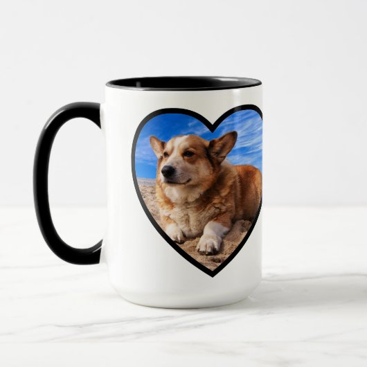 あなたの犬の写真とシンプルハートフレームポープリント愛 マグカップ (左)