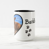 あなたの犬の写真とシンプルハートフレームポープリント愛 マグカップ (中央)