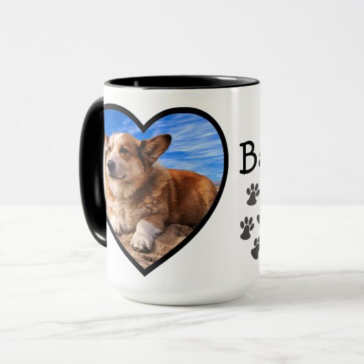 あなたの犬の写真とシンプルハートフレームポープリント愛 マグカップ (正面左)