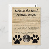 あなたの犬の写真と肉球 1860 法的文書 面白い ポストカード (正面/裏面)