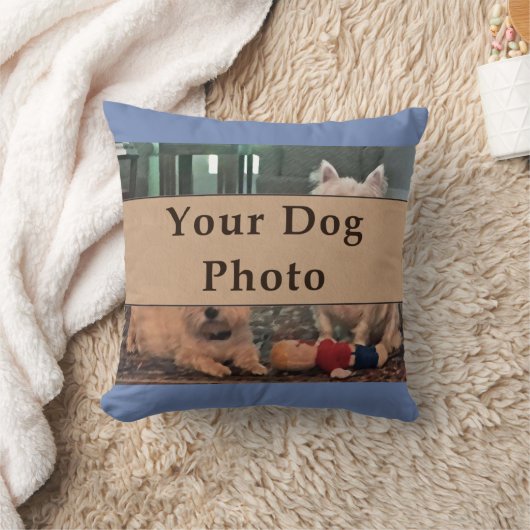 あなたの犬の写真の枕、あなたの色、文字、写真 クッション (ブランケット)