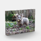 あなたの犬の写真を永遠に私たちのハートでペット記念碑 フォトブロック (左)