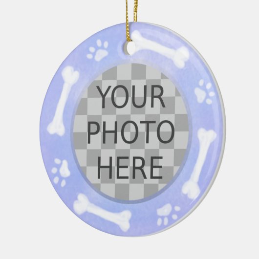 あなたの犬の写真を追加:骨と足跡 セラミックオーナメント (左)