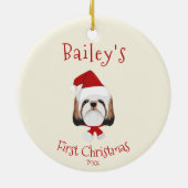 あなたの犬の初めてのクリスマス – かわいいシーズー(犬)Tzu セラミックオーナメント (裏面)