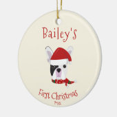 あなたの犬の初めてのクリスマス – かわいいフランスのブルドッグ セラミックオーナメント (左)