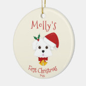 あなたの犬の初めてのクリスマス – かわいいマルチーズ セラミックオーナメント (左)