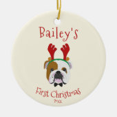 あなたの犬の初めてのクリスマス – かわいい英語ブルドッグ セラミックオーナメント (正面)