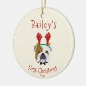 あなたの犬の初めてのクリスマス – かわいい英語ブルドッグ セラミックオーナメント (左)