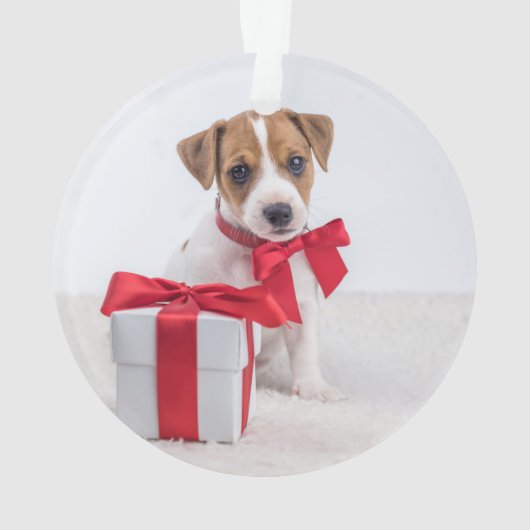 あなたの犬の初めてのクリスマス |写真を含む木炭 オーナメント (裏面)