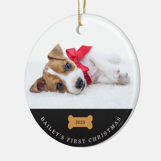 あなたの犬の初めてのクリスマス |写真を含む木炭 セラミックオーナメント (左)