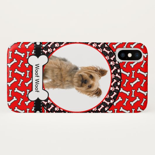 あなたの犬の名前および写真の赤の骨を加えて下さい Case-Mate iPhoneケース (裏面(横))