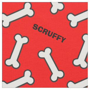 あなたの犬の名前の骨のパタ赤と白ーン ファブリック