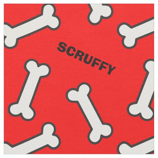 あなたの犬の名前の骨のパタ赤と白ーン ファブリック (クローズアップ)