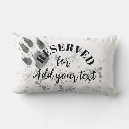 あなたの犬の手の印刷グレイカスタムホワイトのために予約 ランバークッション (裏面)