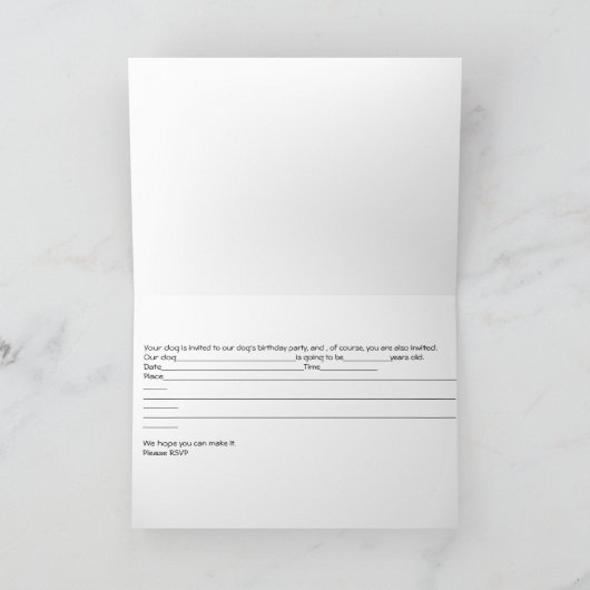 あなたの犬の誕生日パーティーの招待状 招待状 (内部)