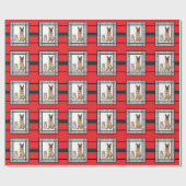 あなたの犬または猫のポートレートペットクリスマスを加えて下さい ラッピングペーパー (フラット)