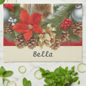 あなたの犬ペットフォト写真フェスティバルクリスマス キッチンタオル (折り畳み)