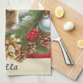 あなたの犬ペットフォト写真フェスティバルクリスマス キッチンタオル (四つ折り)