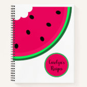 あなたの独身の名前でジューシーな赤いスイカのスライス ノートブック (正面)