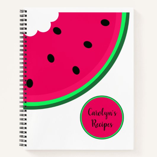 あなたの独身の名前でジューシーな赤いスイカのスライス ノートブック (正面)