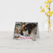 あなたの猫からのメリークリスマス かわいい カード (黄色い花)