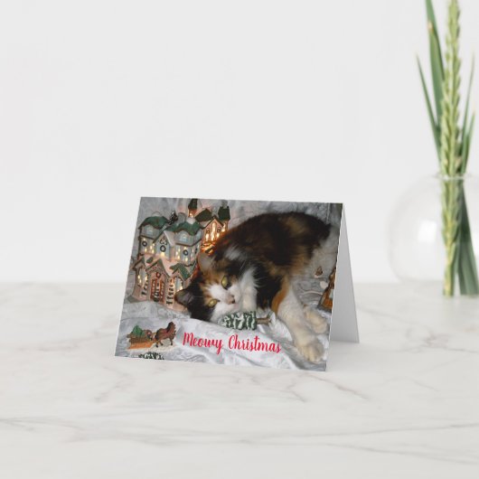 あなたの猫からのメリークリスマス かわいい カード (正面)