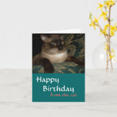 あなたの猫から - シャム猫の誕生日カード カード (黄色い花)