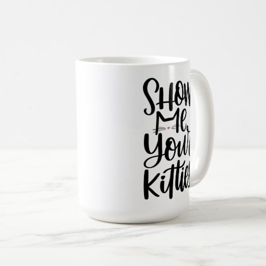 あなたの猫ちゃんを表示する、手書きデザイン コーヒーマグカップ (正面右)