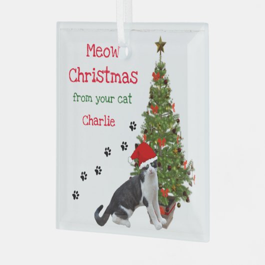 あなたの猫のクリスマスオーナメント ガラスオーナメント (正面左)