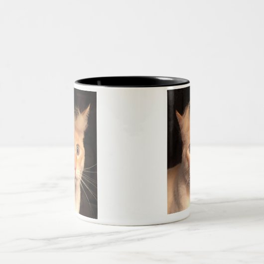 あなたの猫のマグを切札で取って下さい ツートーンマグカップ (中央)