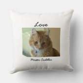あなたの猫の写真のパーソナライズな枕 クッション (裏面)