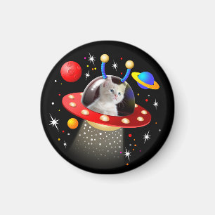 あなたの猫宇宙トラベラーUFO Sci-Fi パーソナライズされた マグネット
