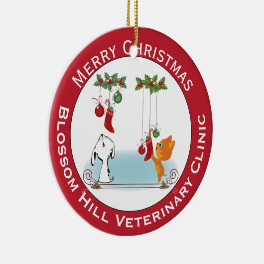 あなたの獣医クリニックからの休日の挨拶ペット セラミックオーナメント (右)